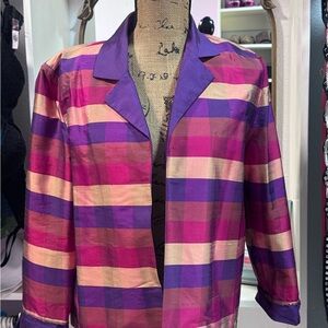 Maggy London Plaid Blazer - Purple, Pink, and Gold